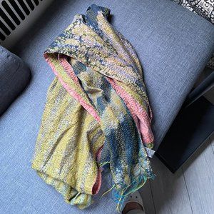 Hand made in India scarf with visible stiches